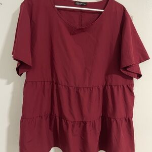 a new day Burgundy Short Sleeve Top